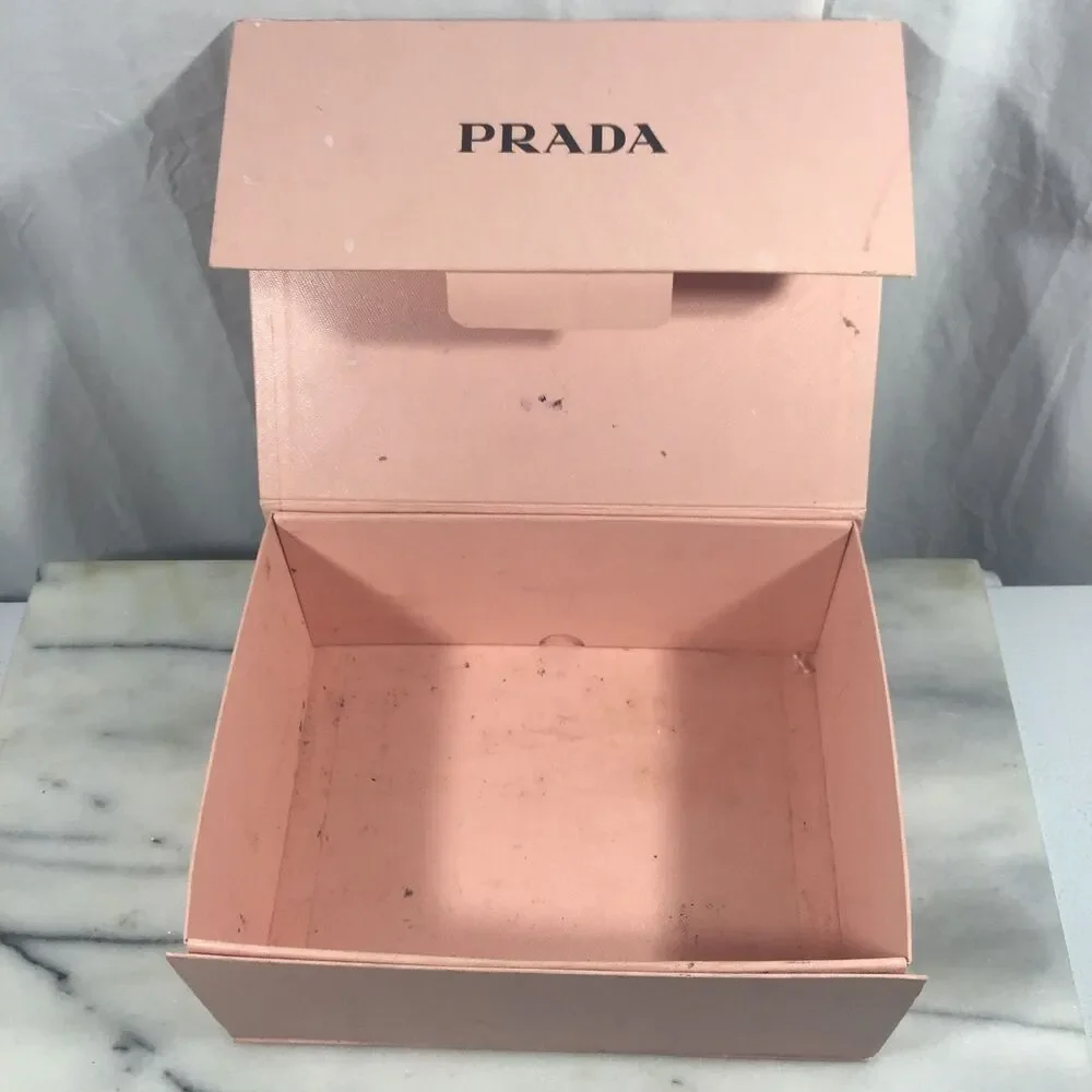 Authentic Prada Pink Textured Gift Shoe Box Empty 9.5x7x4 Luxury Storage
